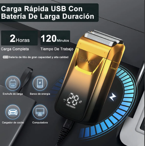 Foto 5 pulgar | Rasuradora Eléctrica Barba Afeitadora Hombre Cortadora Pelo Color Dorado Annizhty Txd-003  Maquina De Afeitar Inalámb