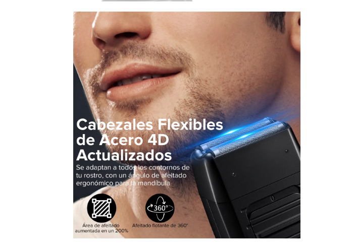 Foto 3 pulgar | Rasuradora Eléctrica Hombre Recargable - Afeitado Rápido  Portátil Para Viajes  Larga Duración De Batería