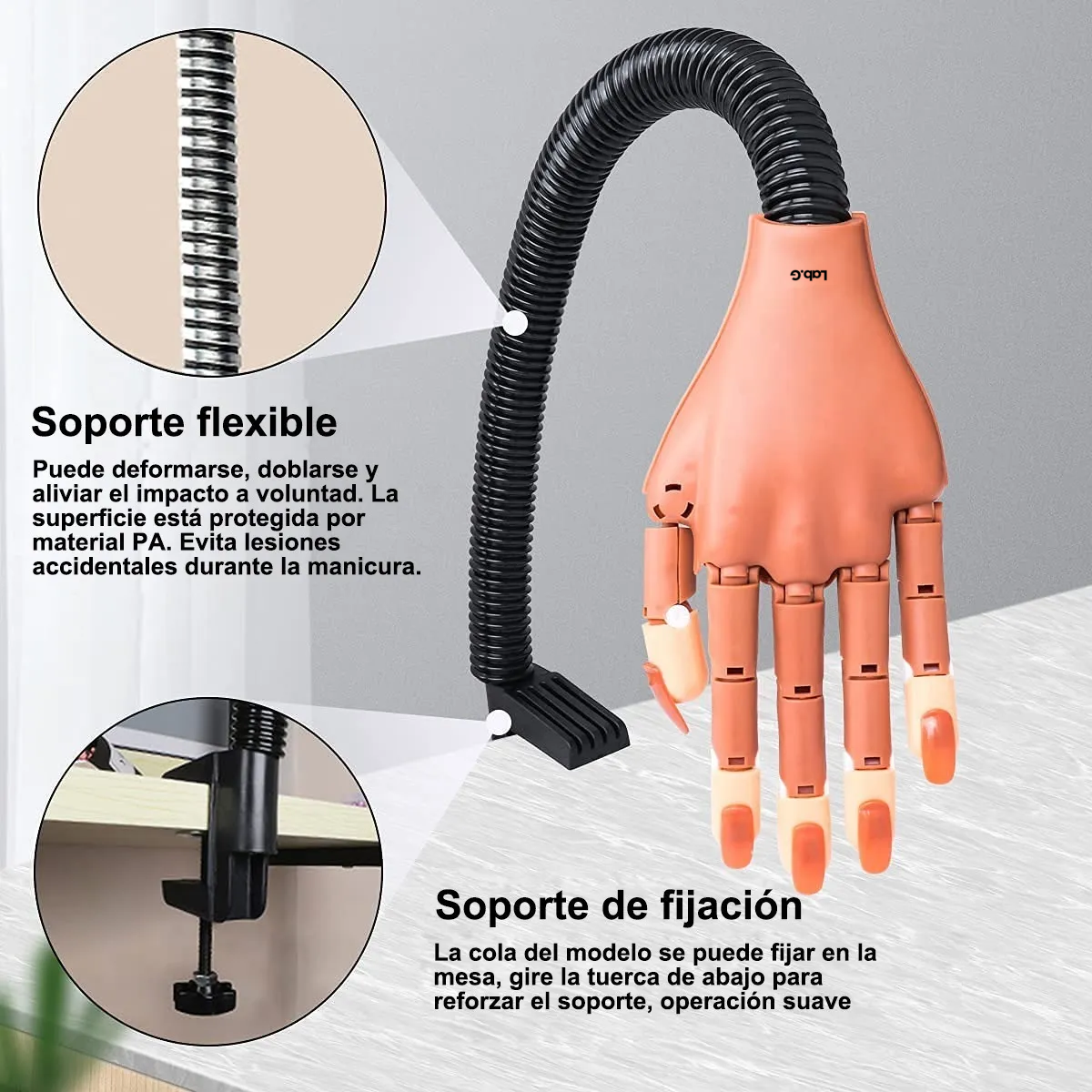 Foto 4 pulgar | Manos Especiales Para La Práctica De Las Uñas Con 100 Tips Lab.g Marrón