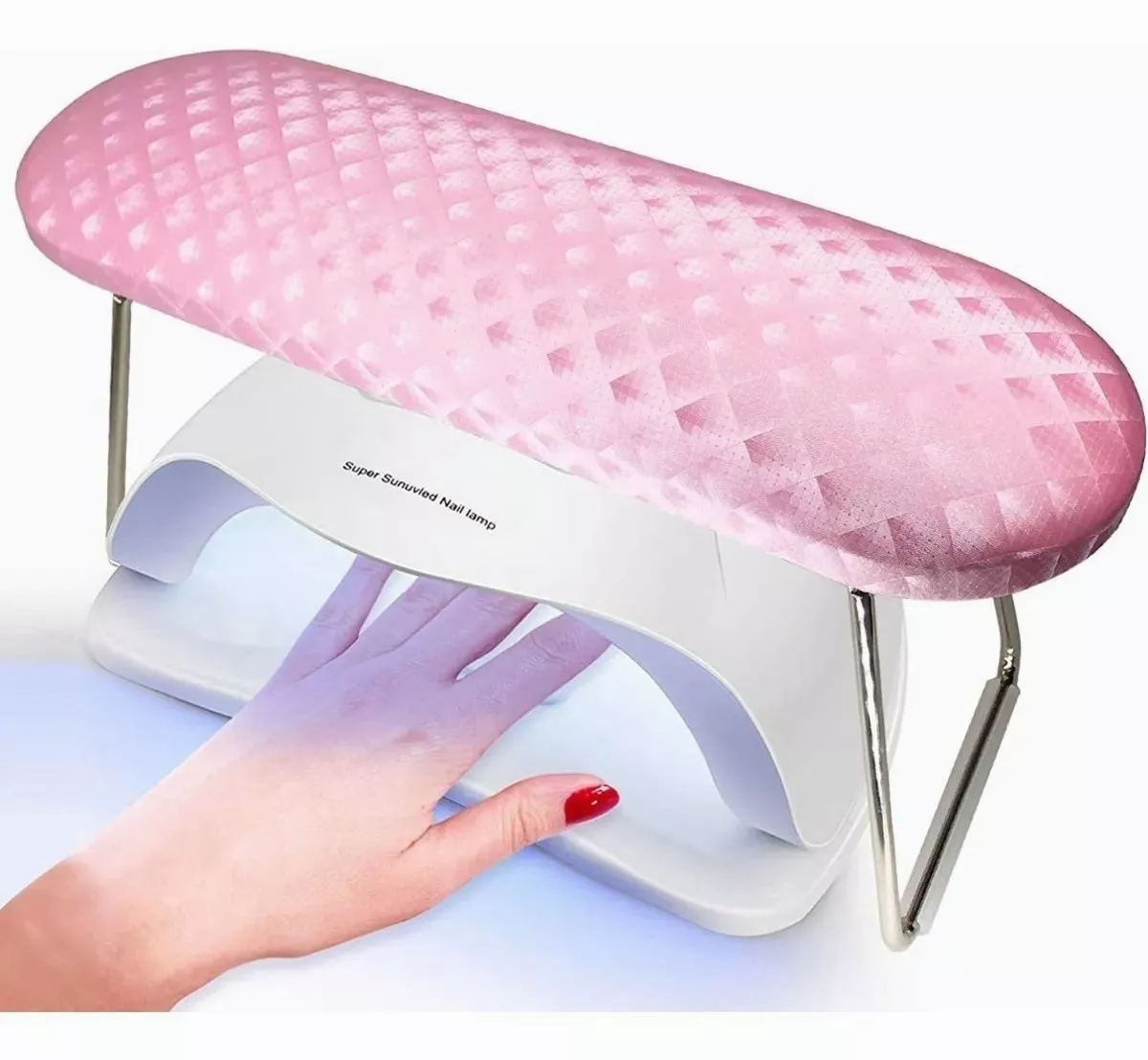 Foto 3 pulgar | Almohada De Manicura Con Reposabrazos Para Uñas Con Soporte Rosa