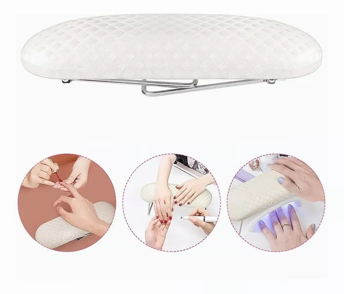 Foto 5 pulgar | Almohada De Manicura Con Reposabrazos Para Uñas Con Soporte Blanco