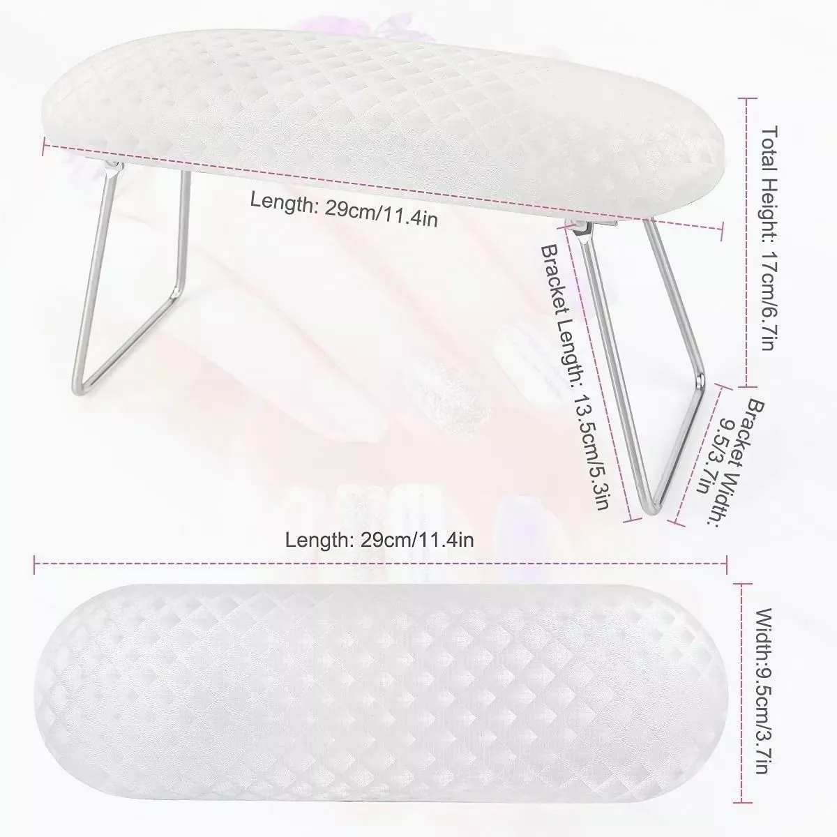 Foto 6 pulgar | Almohada De Manicura Con Reposabrazos Para Uñas Con Soporte Blanco