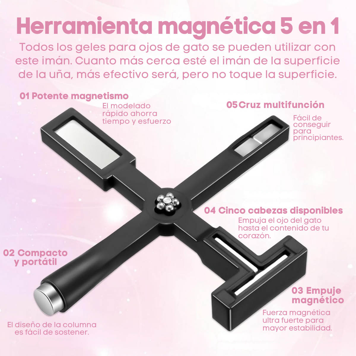 Foto 4 pulgar | Imán 5 En 1 Efecto Ojo De Gato Uñas Decoración Manicura
