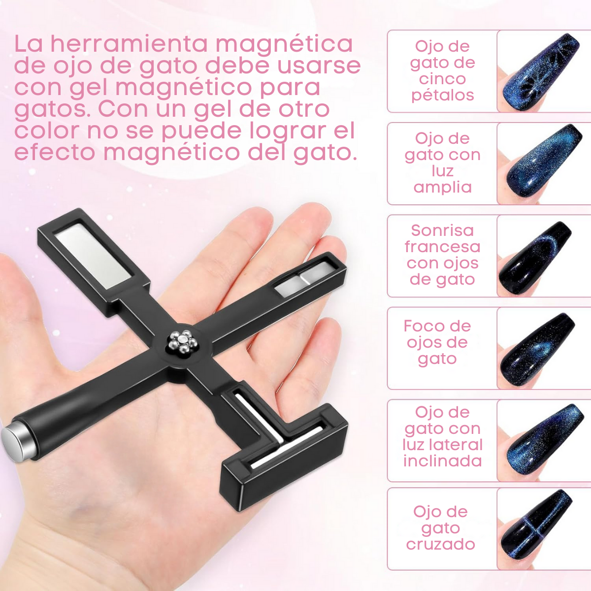 Foto 5 | Imán 5 En 1 Efecto Ojo De Gato Uñas Decoración Manicura