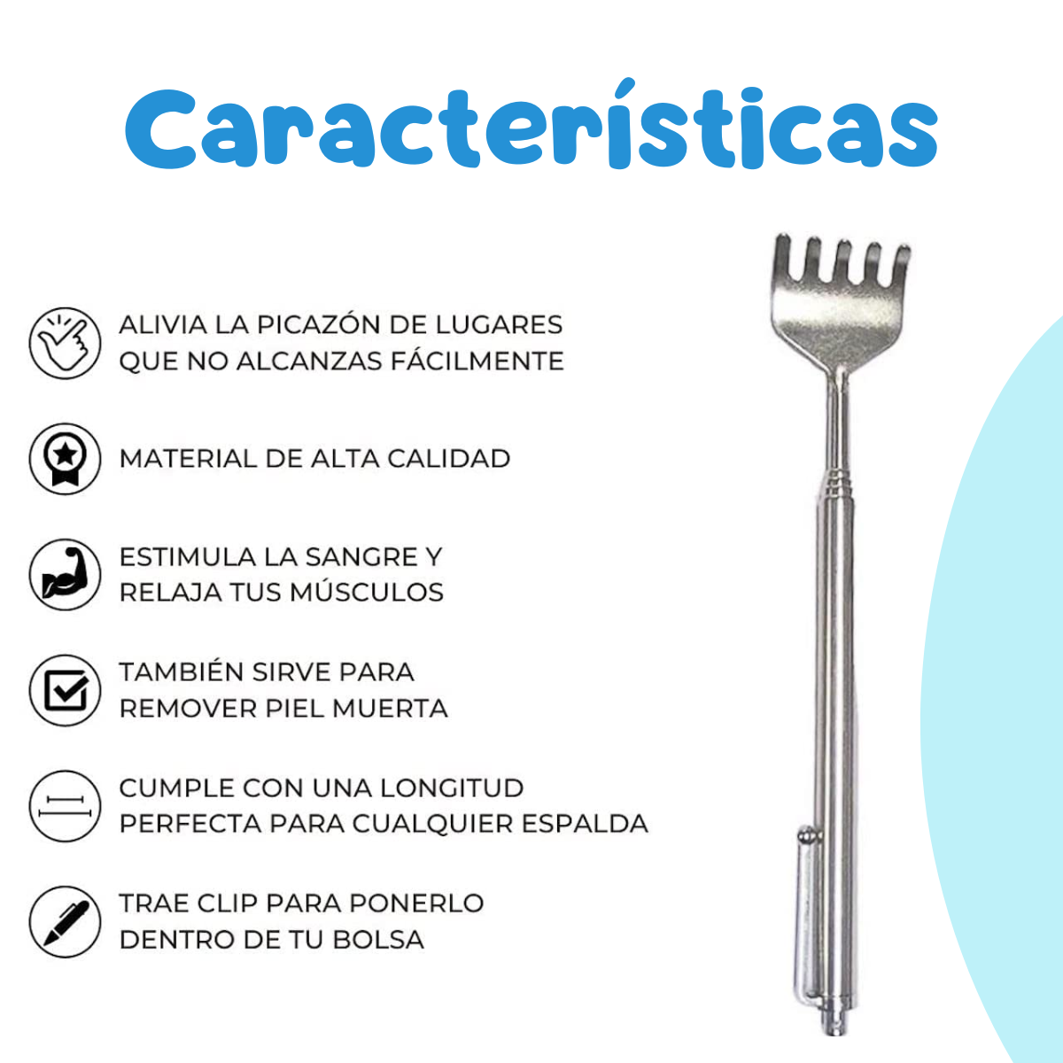Foto 3 pulgar | Manita Rascadora Extensible Mano De Metal Para Rascar Espalda