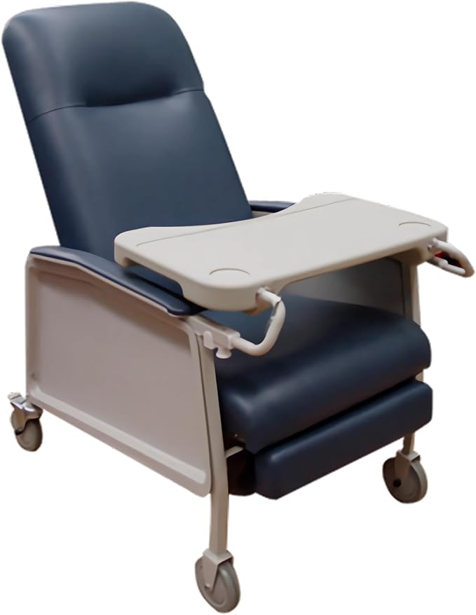 Foto 2 pulgar | Sillón Reposet Tipo Hemodiálisis con Charola Desmontable - Tapicería Vinil Azul Sistema de Reclinación Y Eleva