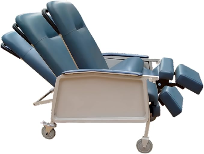 Foto 3 pulgar | Sillón Reposet Tipo Hemodiálisis con Charola Desmontable - Tapicería Vinil Azul Sistema de Reclinación Y Eleva