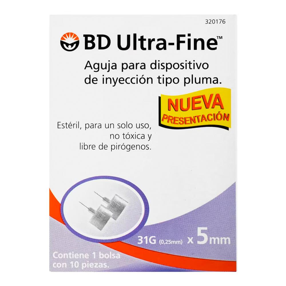 Foto 2 pulgar | Agujas BD Ultra Fine Tipo Pluma 10 Piezas de 31 G x 5 mm