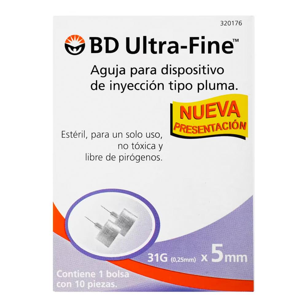 Agujas BD Ultra Fine Tipo Pluma 10 Piezas de 31 G x 5 mm