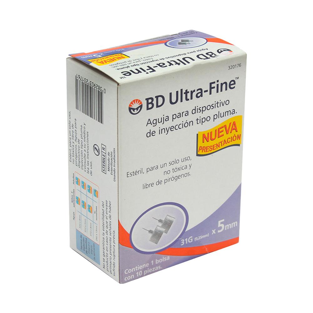 Foto 2 | Agujas BD Ultra Fine Tipo Pluma 10 Piezas de 31 G x 5 mm