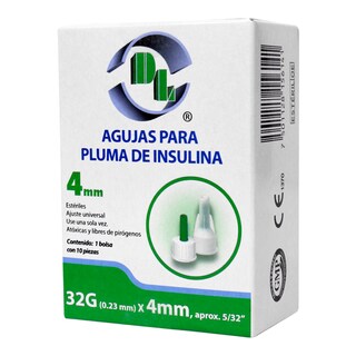 Foto 1 | Agujas Desechables Para Pluma De Insulina Caja Con 10 Piezas, Para Dispositivos De Inyeccion Esteriles 32gx4mm