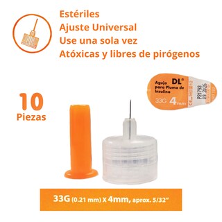 Foto 3 | Agujas Desechables Para Pluma De Insulina Caja Con 10 Piezas, Para Dispositivos De Inyeccion Esteriles Agp33x0410