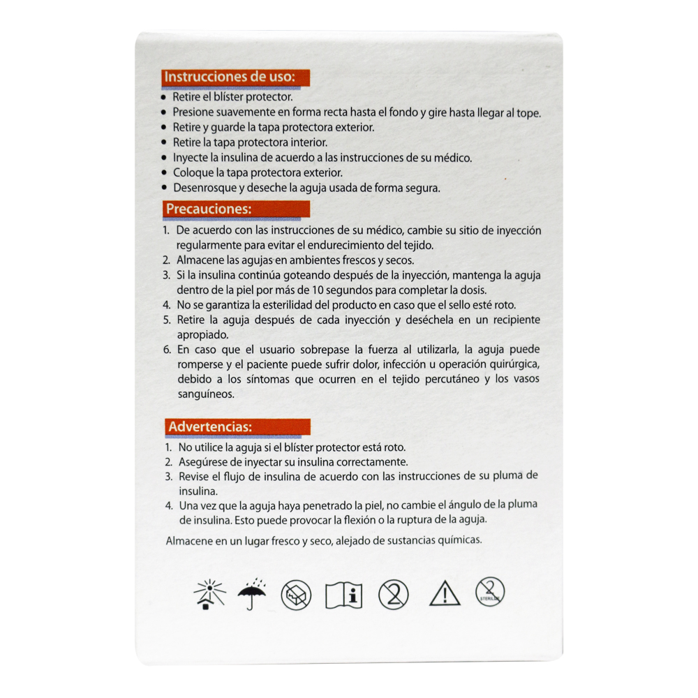 Foto 5 | Agujas Desechables Para Pluma De Insulina Caja Con 10 Piezas, Para Dispositivos De Inyeccion Esteriles Agp33x0410