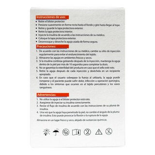 Foto 5 | Agujas Desechables Para Pluma De Insulina Caja Con 10 Piezas, Para Dispositivos De Inyeccion Esteriles Agp33x0410
