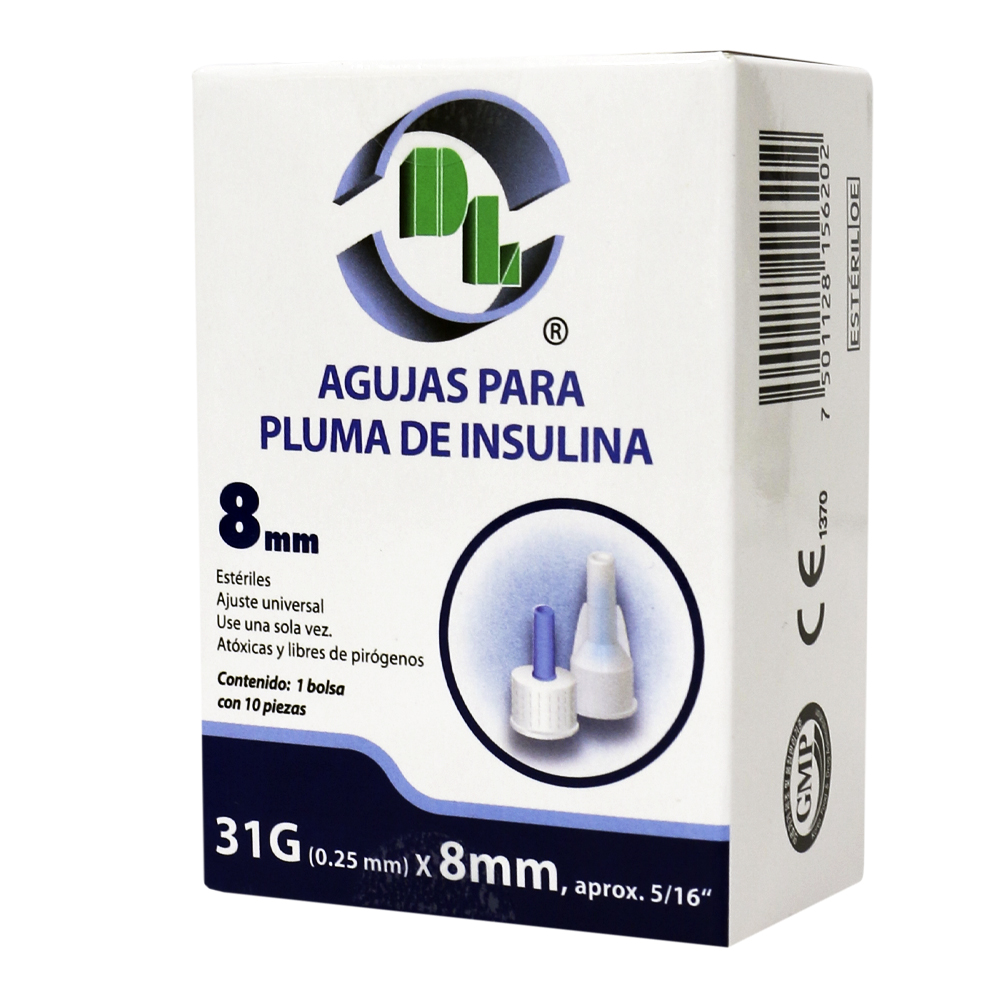 Foto 2 pulgar | Agujas Desechables Para Pluma De Insulina Caja Con 10 Piezas, Para Dispositivos De Inyeccion Esteriles 31x8mm