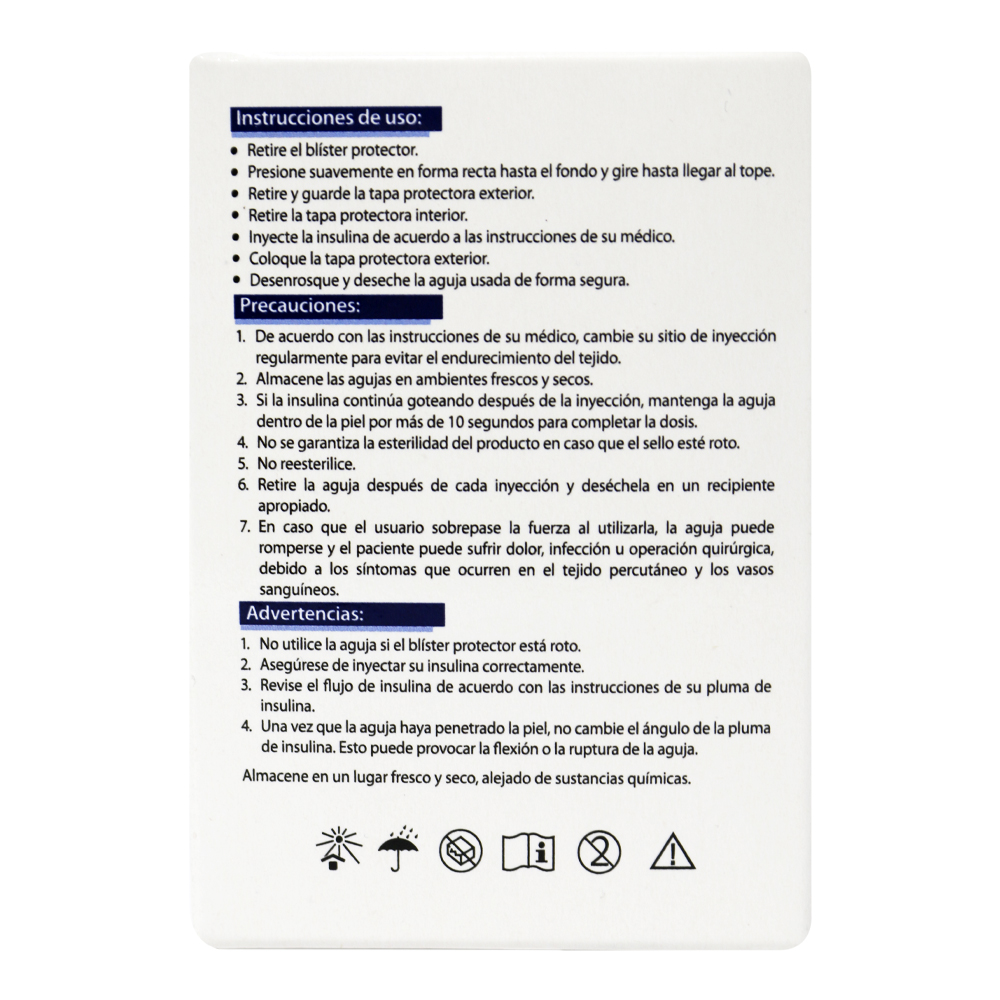 Foto 5 pulgar | Agujas Desechables Para Pluma De Insulina Caja Con 10 Piezas, Para Dispositivos De Inyeccion Esteriles 31x8mm