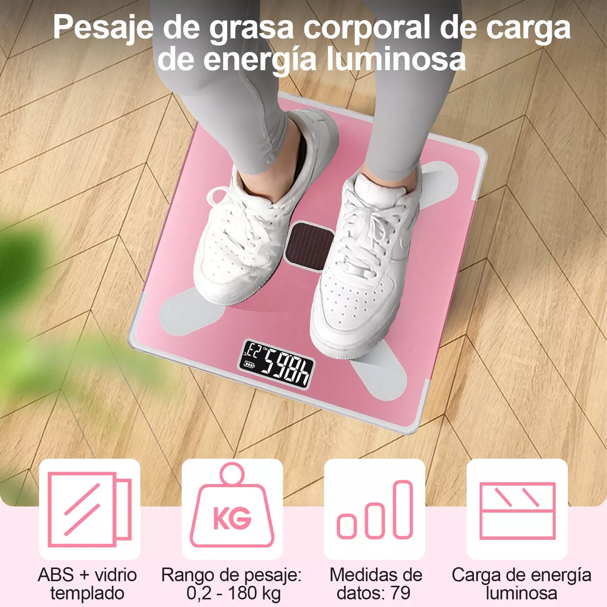 Foto 2 | Báscula Digital Inteligente Solar Eo Safe Imports Esi-10791 Rosa