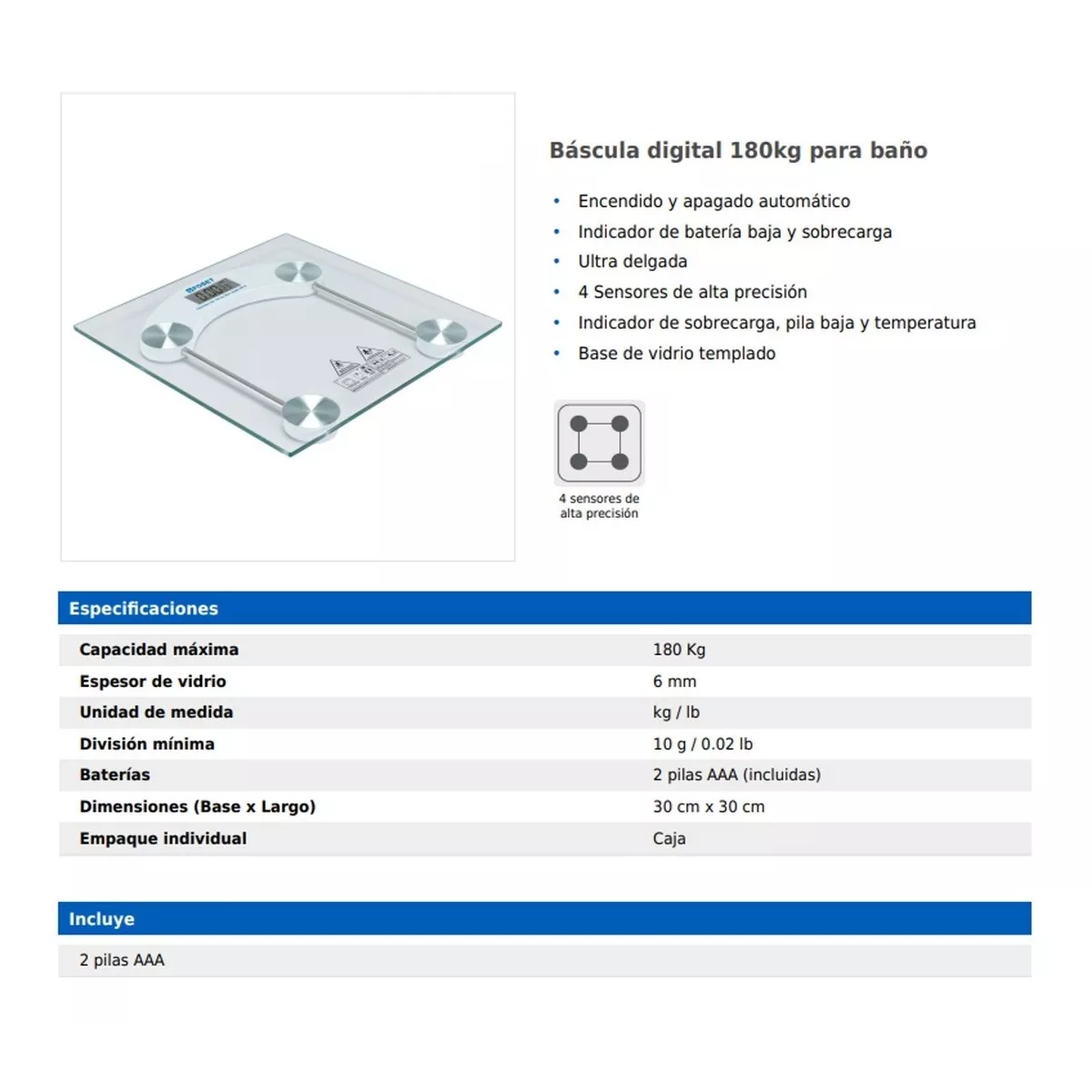 Foto 3 pulgar | Báscula Corporal Para Baño Eo Safe Imports Esi-12991 De 180 kg Ultradelgada Transparente