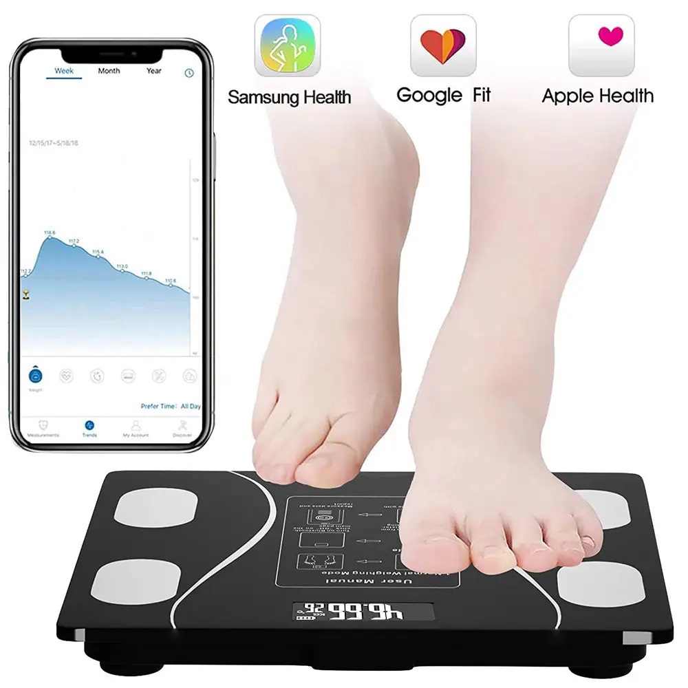 Foto 5 pulgar | Báscula de Pesaje Digital Inteligente 180 kg Bluetooth Negra - Venta Internacional