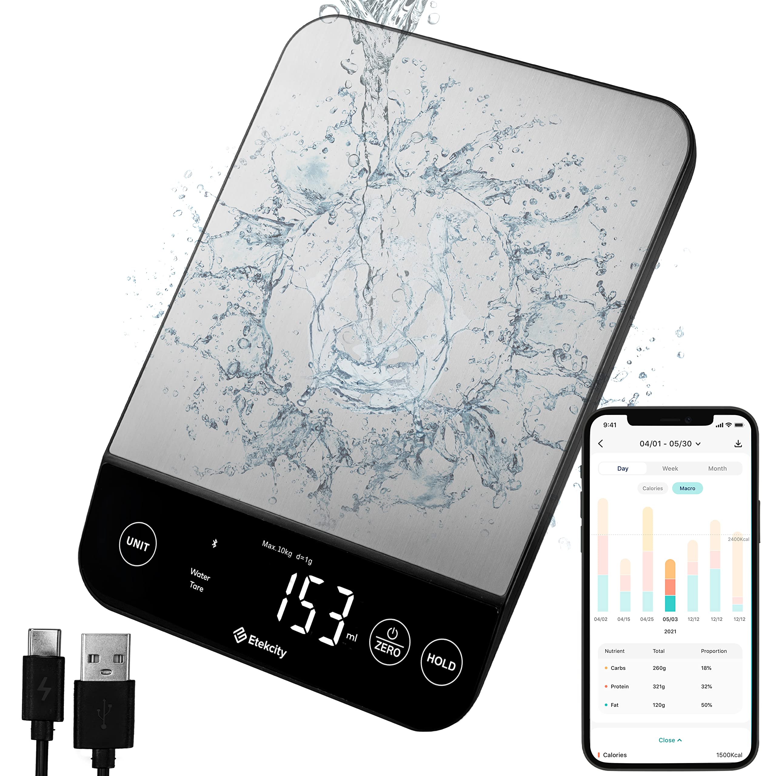 Foto 1 | Báscula De Nutrición Alimentaria Etekcity Luminary De 10 Kg Con Bluetooth - Venta Internacional.