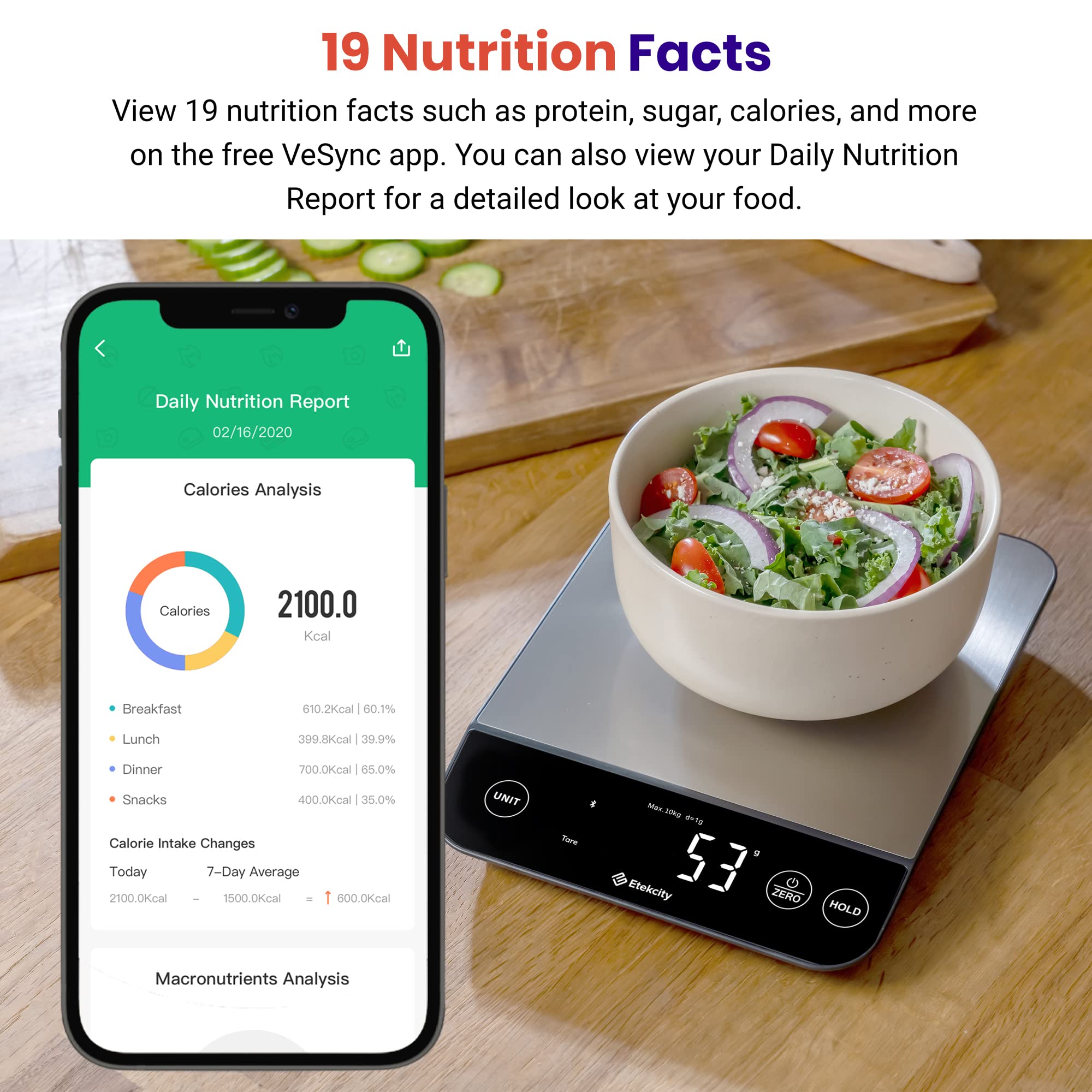 Foto 2 | Báscula De Nutrición Alimentaria Etekcity Luminary De 10 Kg Con Bluetooth - Venta Internacional.