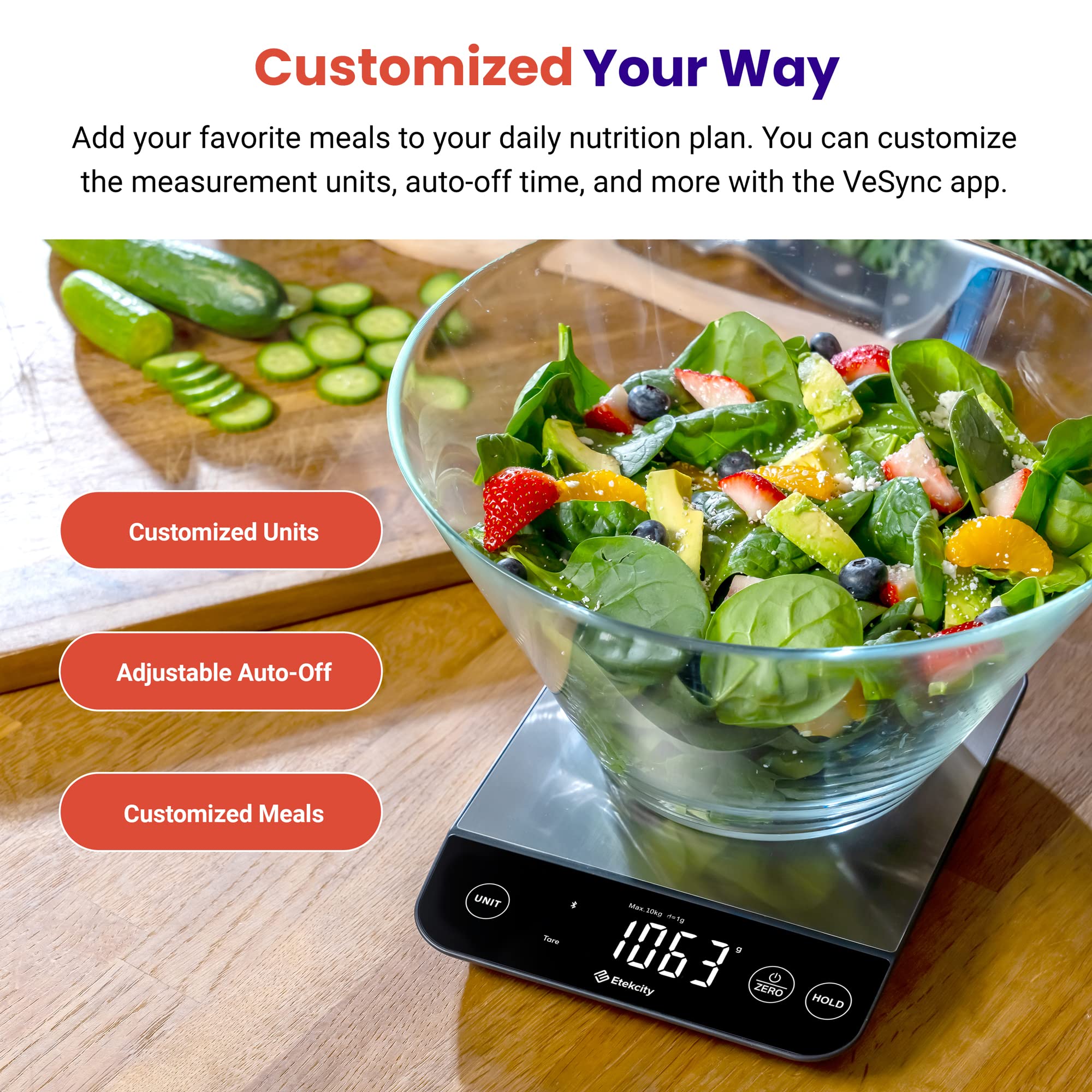 Foto 5 | Báscula De Nutrición Alimentaria Etekcity Luminary De 10 Kg Con Bluetooth - Venta Internacional.