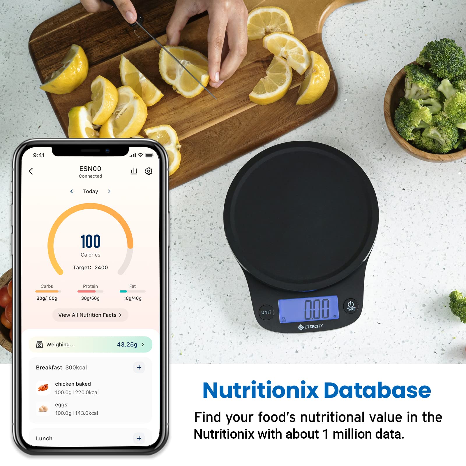 Foto 5 pulgar | Báscula De Cocina Etekcity Nutrition Smart Food, 5 Kg, Bluetooth - Venta Internacional.
