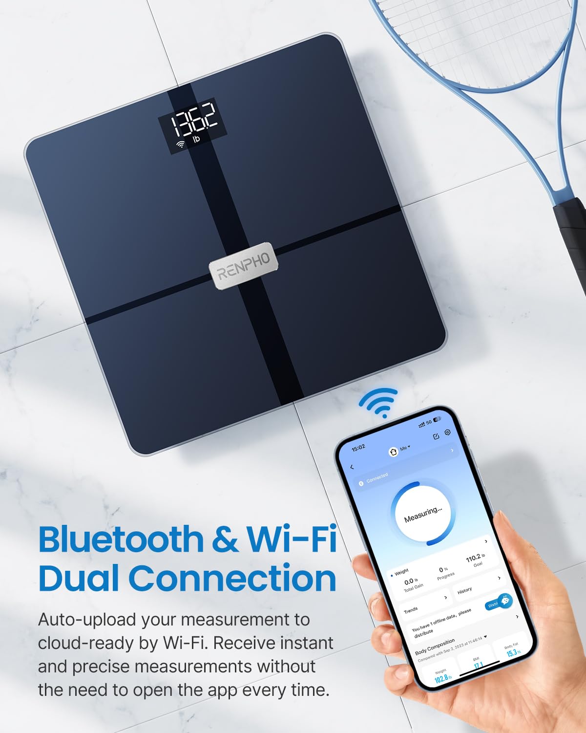 Foto 3 | Báscula De Grasa Corporal Renpho Wi-fi Bluetooth Con Seguimiento De 13 Métricas - Venta Internacional.