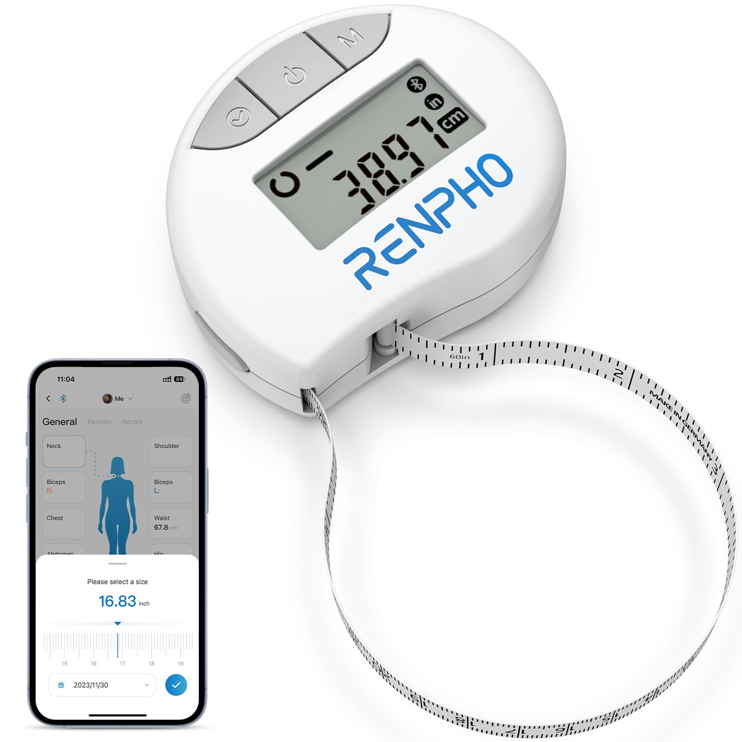 Foto 1 | Cinta Métrica Corporal Renpho Smart Tape Measure Bluetooth - Venta Internacional.