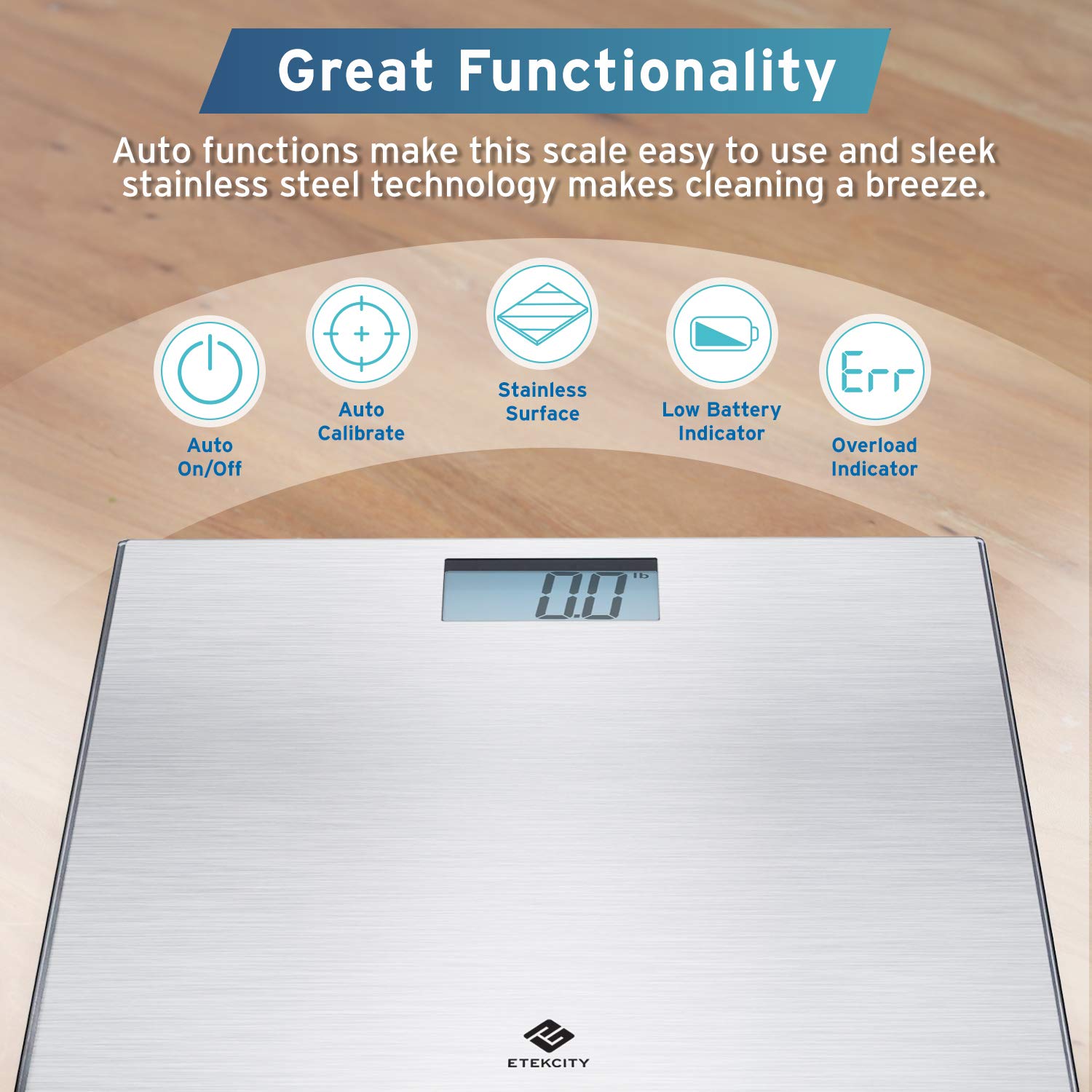 Foto 4 pulgar | Báscula de Baño Etekcity Digital de Acero Inoxidable de 180 Kg Gris - Venta Internacional