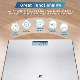 Foto 3 | Báscula de Baño Etekcity Digital de Acero Inoxidable de 180 Kg Gris - Venta Internacional