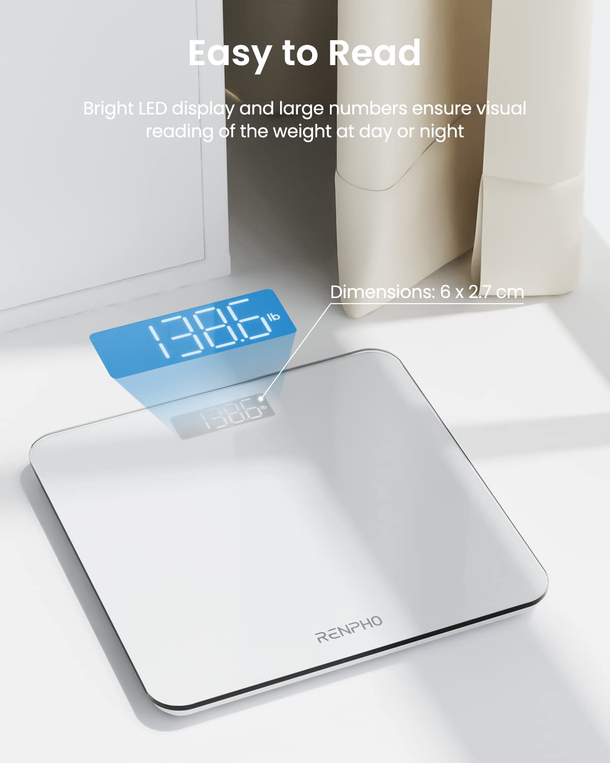 Foto 3 pulgar | Báscula de Baño Renpho Digital Core 1s 180 Kg/400 Libras Blanca - Venta Internacional