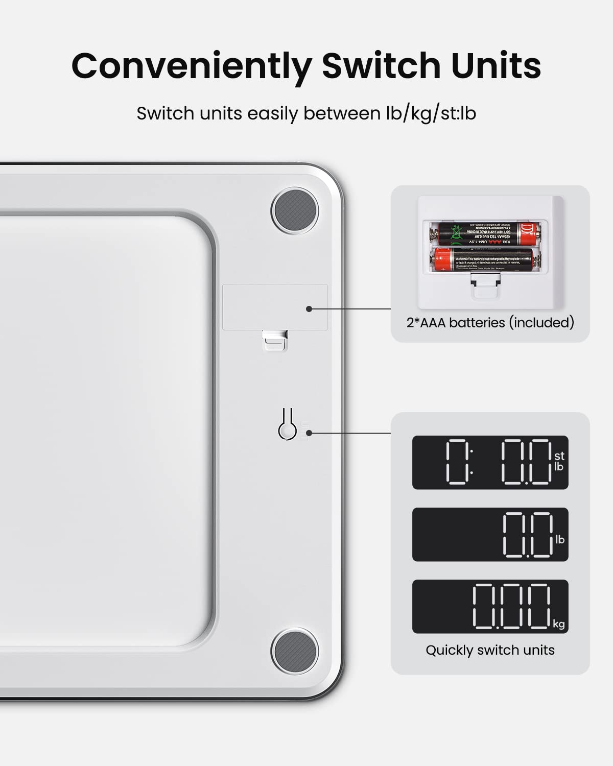 Foto 5 pulgar | Báscula de Baño Renpho Digital Core 1s 180 Kg/400 Libras Blanca - Venta Internacional