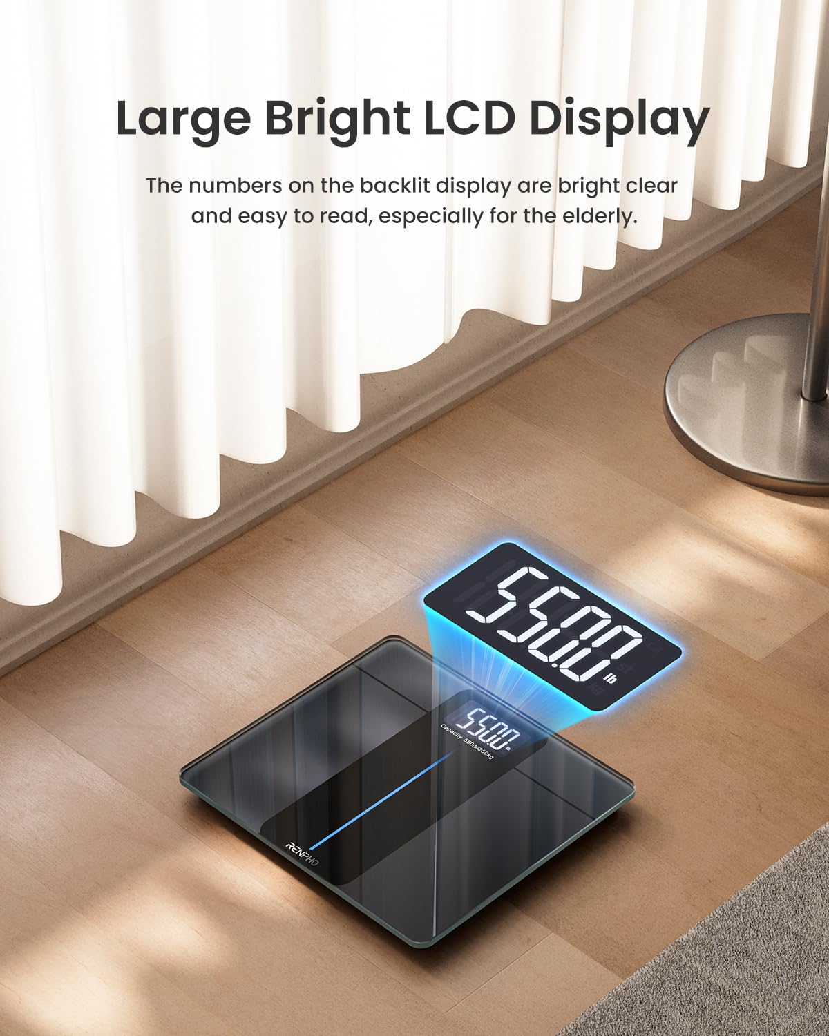Foto 5 pulgar | Báscula de Baño Digital Renpho de 250 Kg de Capacidad con Pantalla Led - Venta Internacional
