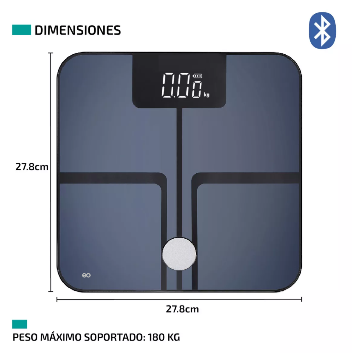 Foto 2 | Bascula Digital Inteligente Bluetooth 180 Kg Eo Safe Imports Esi-12462-1 Negro