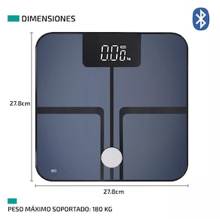 Foto 2 | Bascula Digital Inteligente Bluetooth 180 Kg Eo Safe Imports Esi-12462-1 Negro