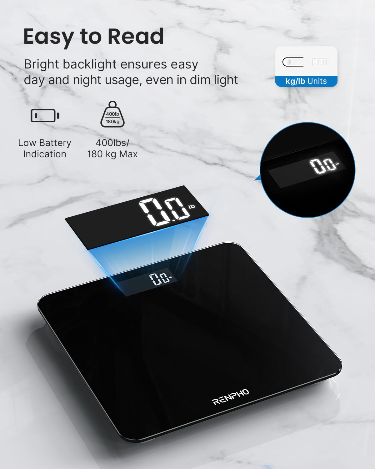 Foto 5 pulgar | Báscula Digital Renpho Black-core con Pantalla Led-Venta Internacional