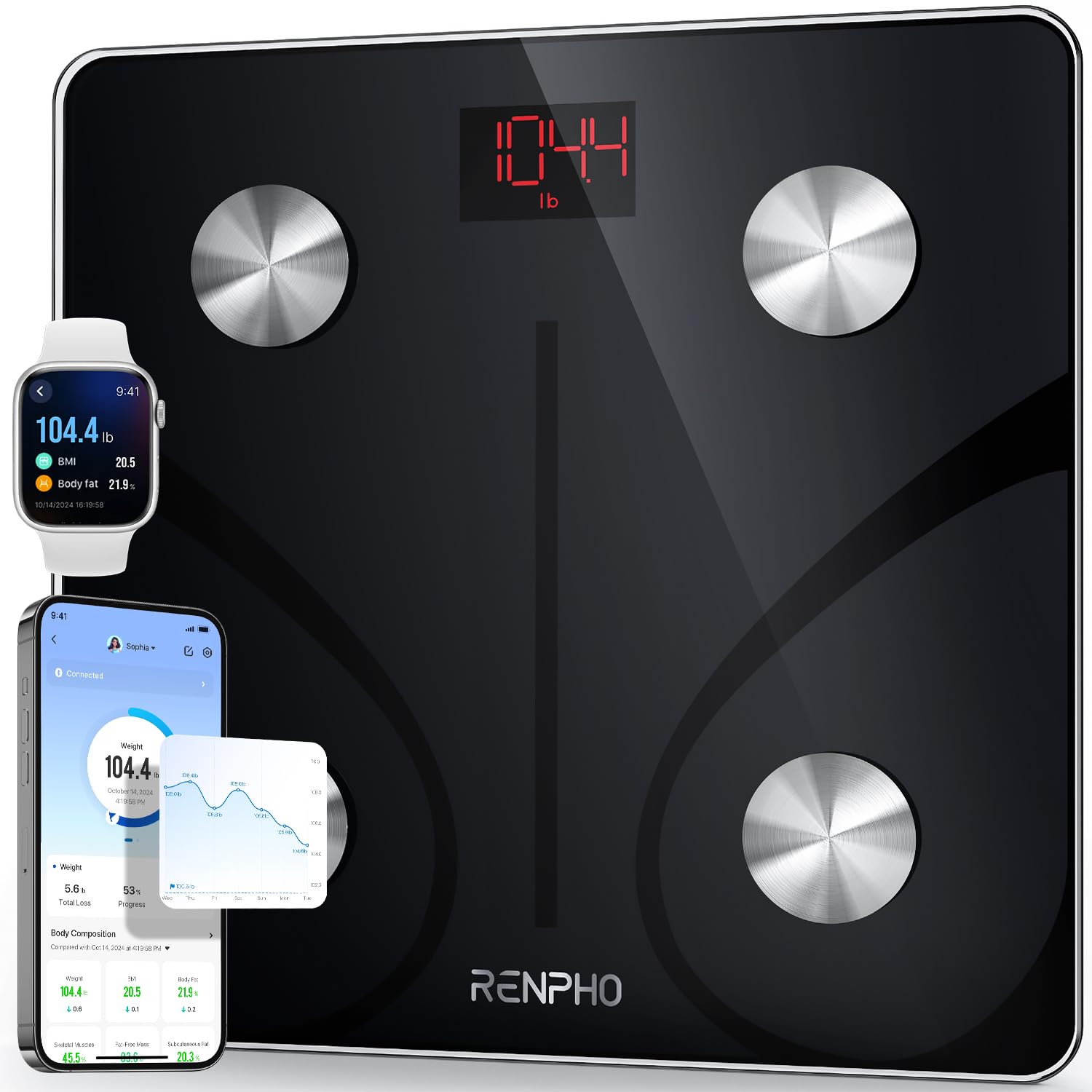 Foto 1 | Báscula Digital Renpho Elis 1 con Bluetooth-Venta Internacional