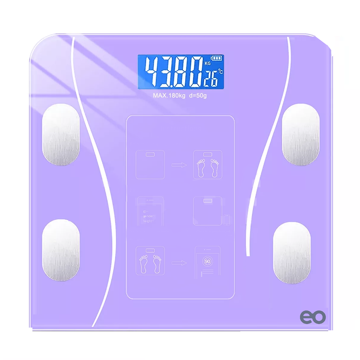 Báscula Electrónica Bluetooth Inteligente Eo Safe Imports Esi-10783-1 Purpura