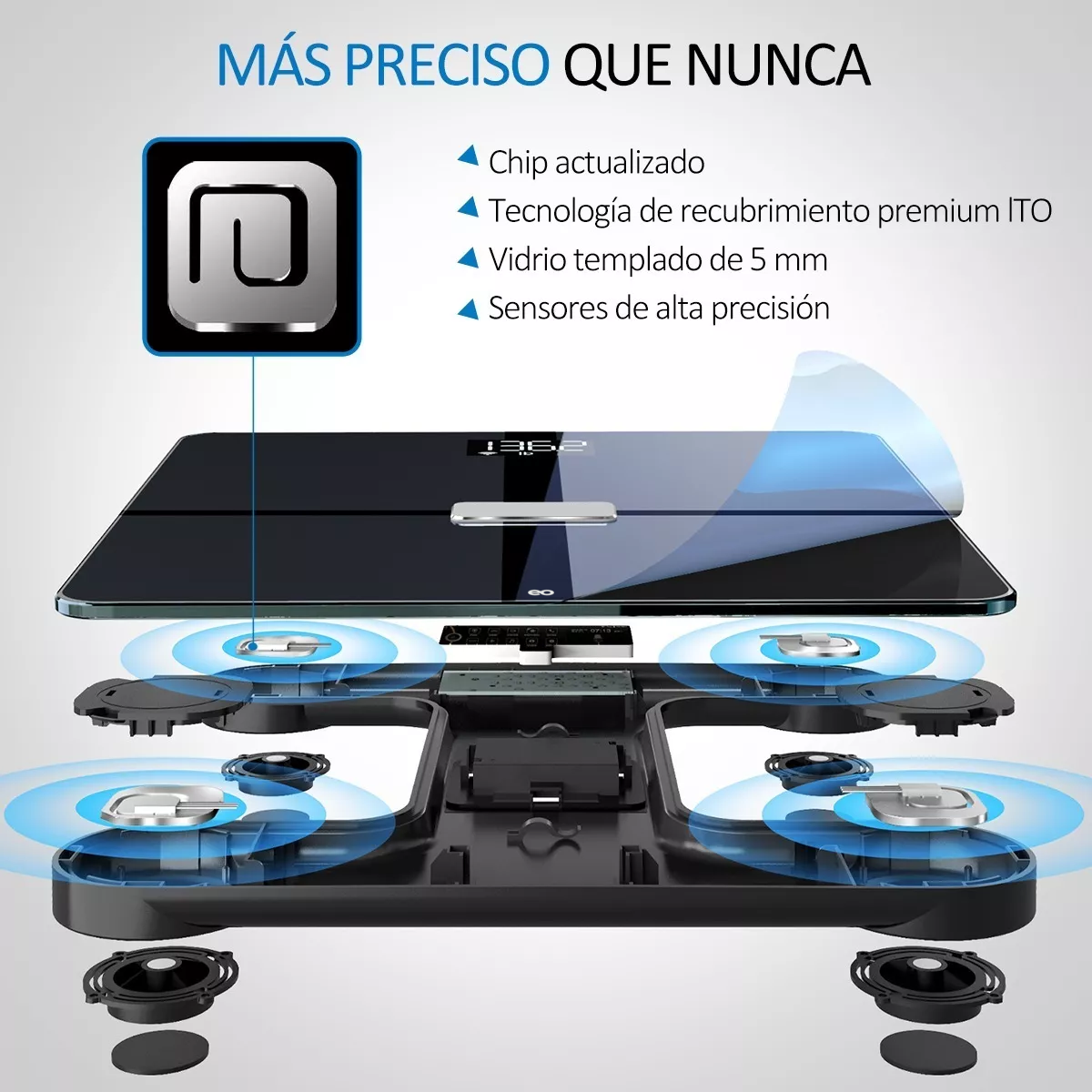 Foto 2 | Báscula Con Cálculo De Grasa Corporal/bluetooth/wi-fi Eo Safe Imports Esi-10790-1 Negro