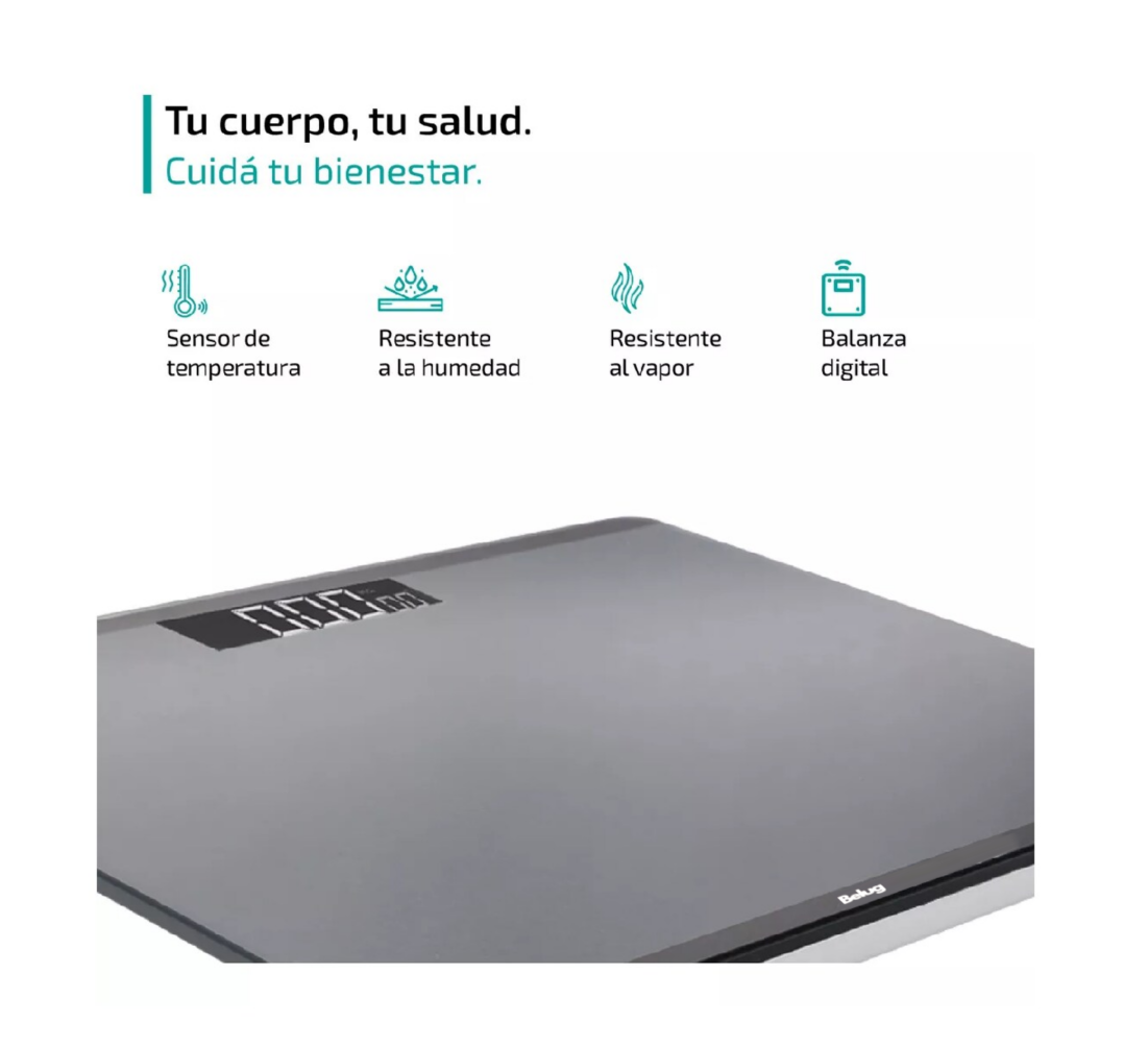 Foto 2 | Báscula De Baño Usb Bluetooth Inteligente Corporal Vía, Belug Color Gris