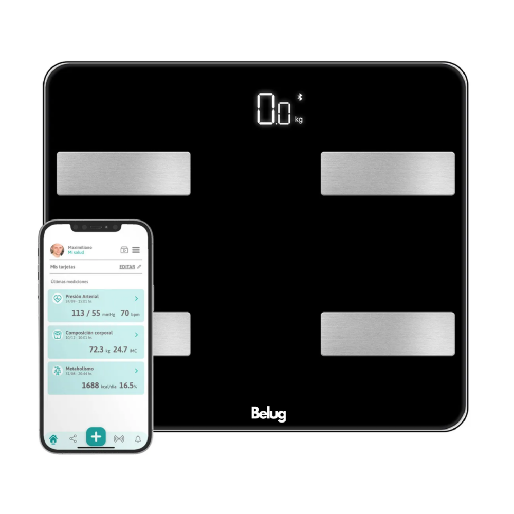 Foto 1 | Bascula Digital Belug  Bioimpedancia Inteligente 180 Kg Peso Personas Pesa Corporal Negro