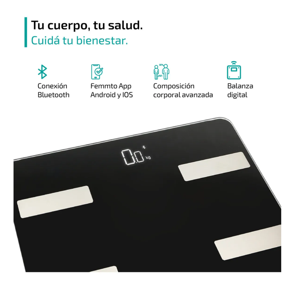 Foto 2 | Bascula Digital Belug  Bioimpedancia Inteligente 180 Kg Peso Personas Pesa Corporal Negro