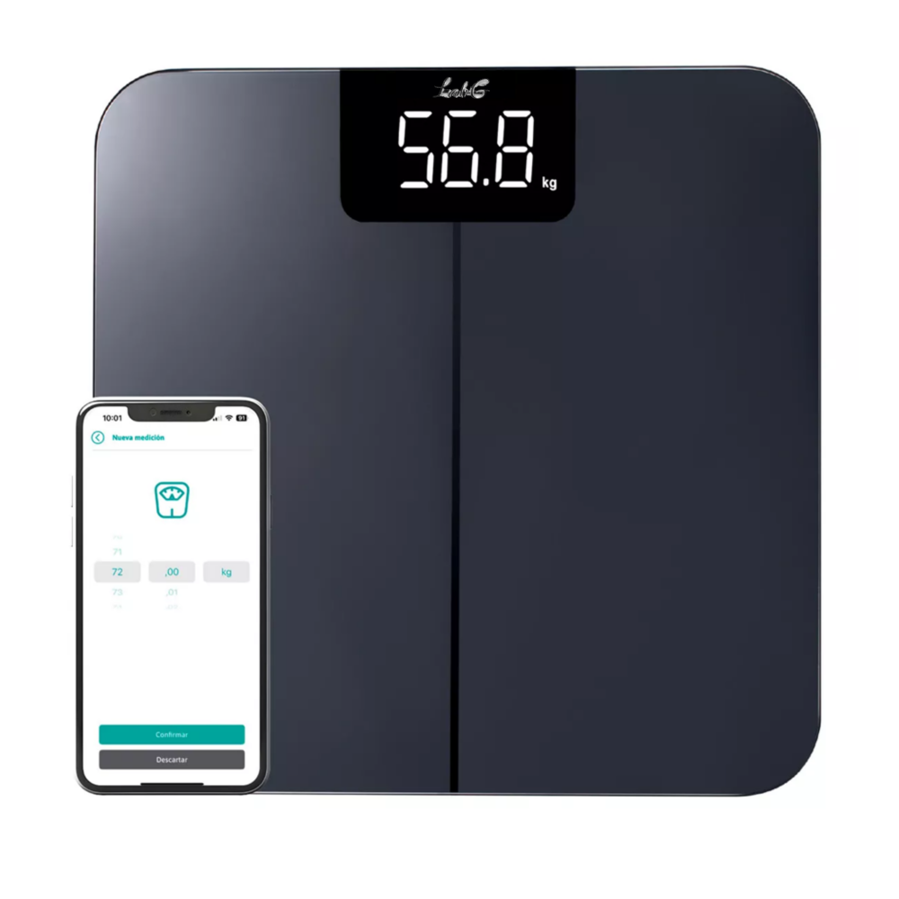 Foto 1 | Bascula Digital Peso Lab.g Personas 180 Kg Pesa Corporal Sensor Temperatura Negro