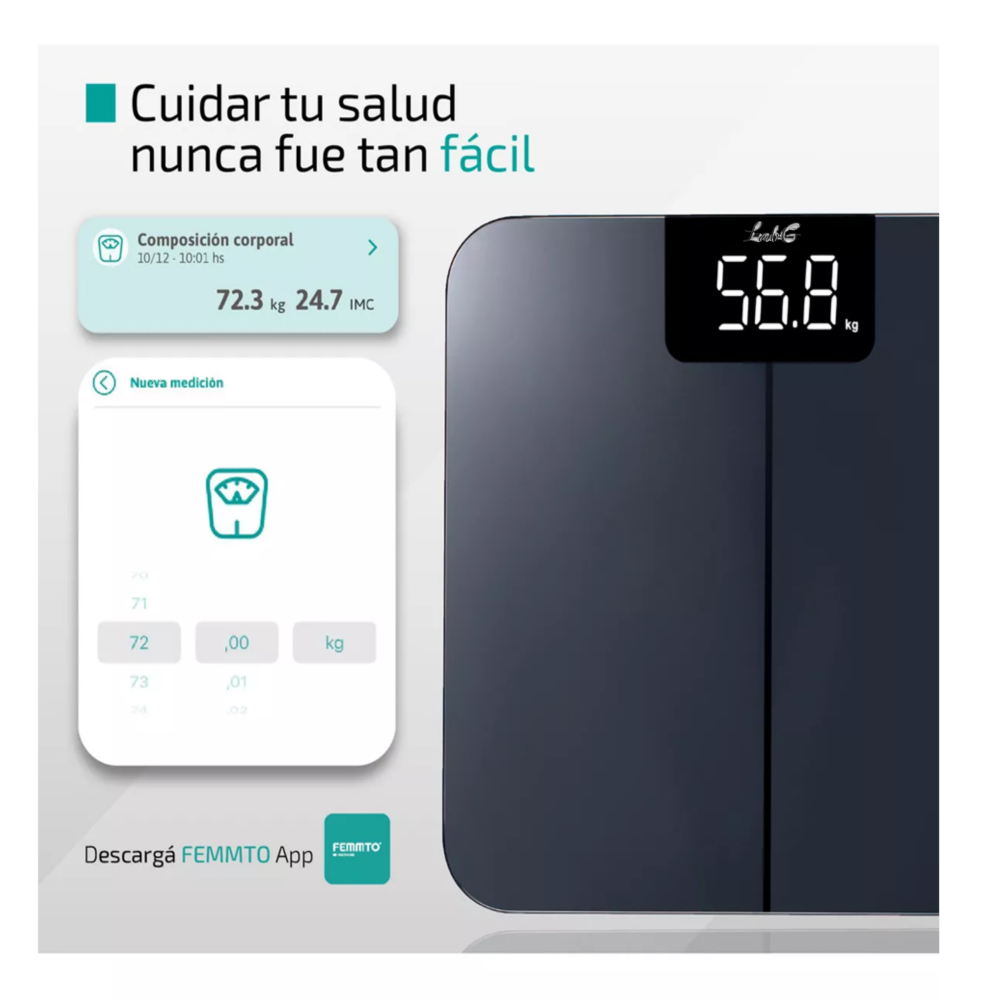 Foto 6 pulgar | Bascula Digital Peso Lab.g Personas 180 Kg Pesa Corporal Sensor Temperatura Negro