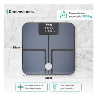 Foto 5 | Bascula Digital Bioimpedancia Inteligente Bluetooth 180kg Belug, Negro