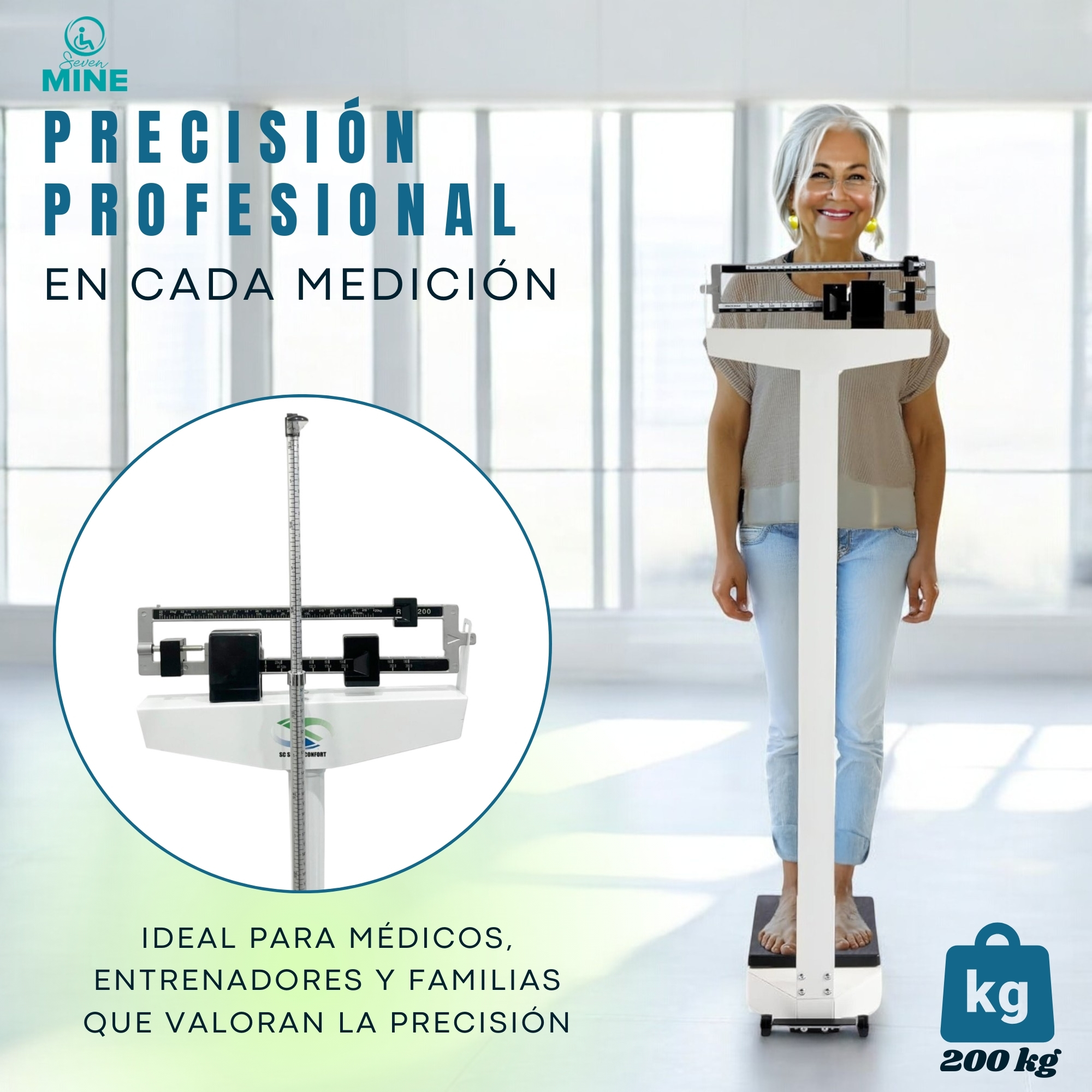 Foto 3 pulgar | Báscula Con Estadímetro | Mide Alturas De Hasta 1.90 M. | Soporta Hasta 200 Kg