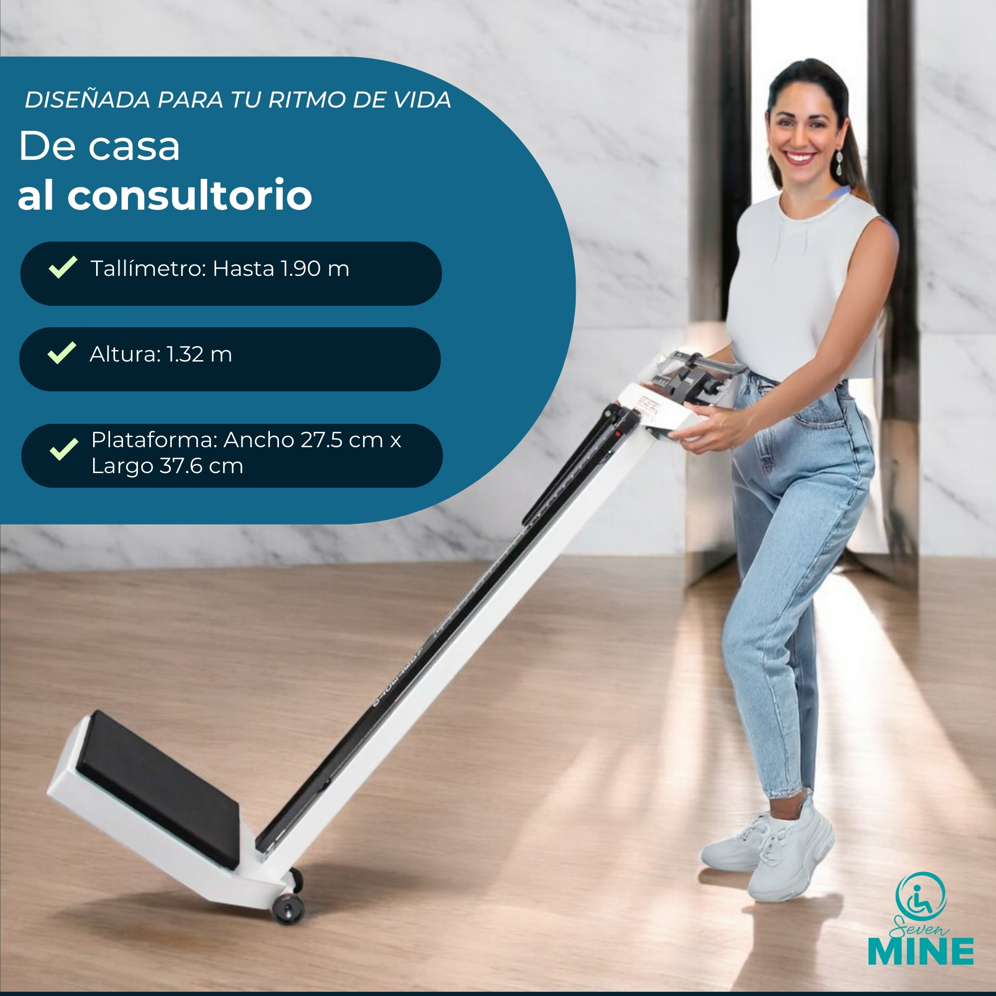 Foto 4 pulgar | Báscula Con Estadímetro | Mide Alturas De Hasta 1.90 M. | Soporta Hasta 200 Kg