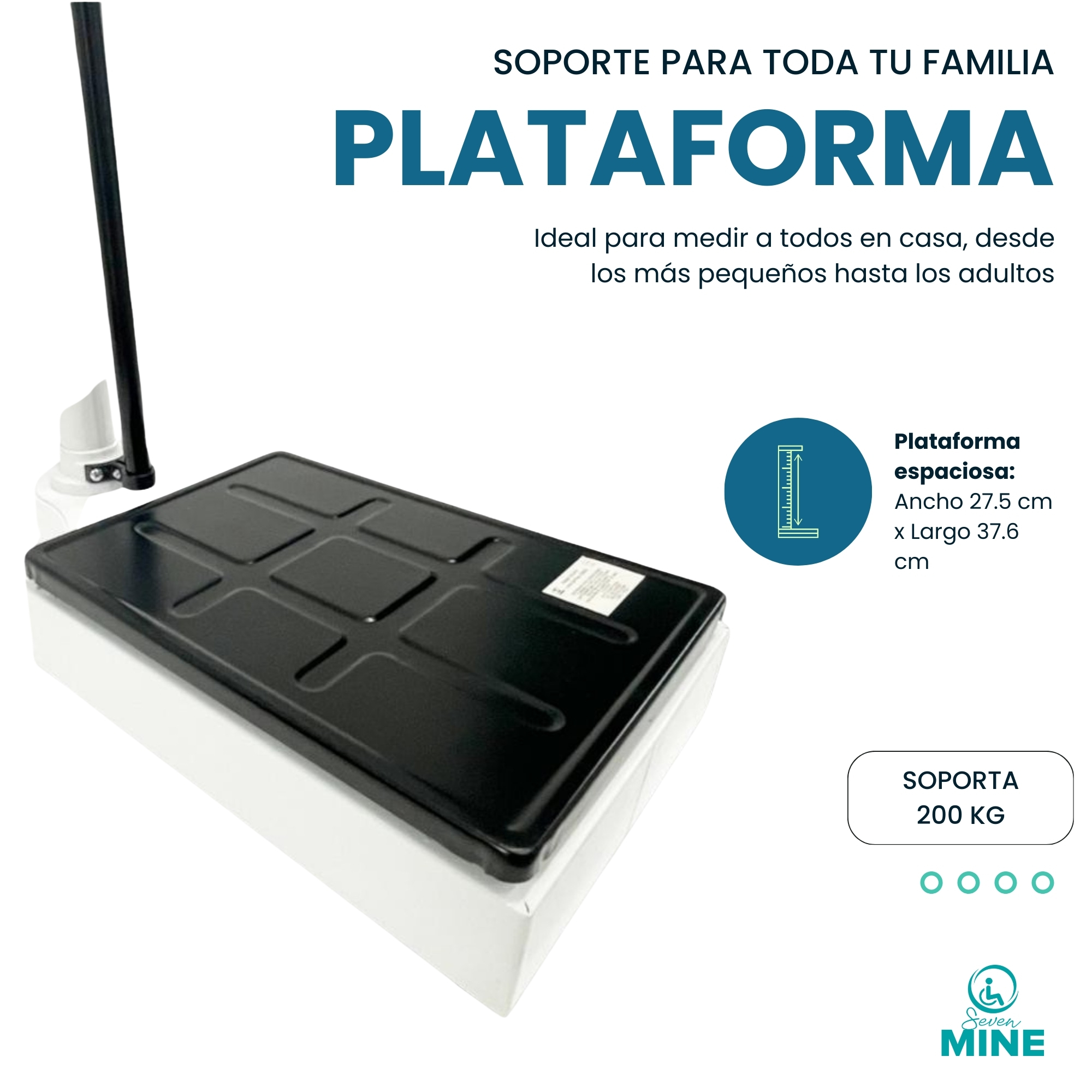 Foto 5 | Báscula Con Estadímetro | Mide Alturas De Hasta 1.90 M. | Soporta Hasta 200 Kg