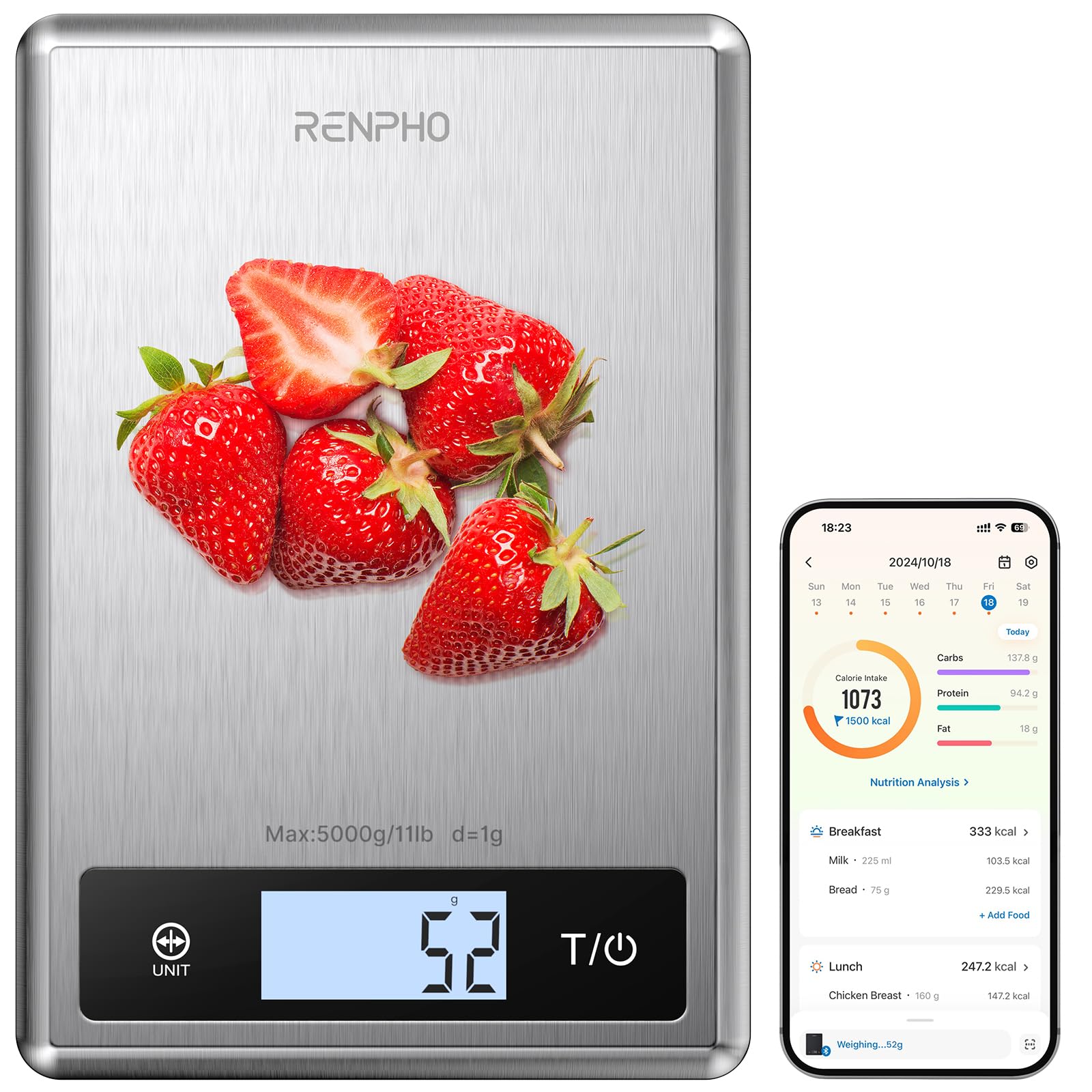 Foto 1 | Báscula Smart Food Kitchen Renpho Con Calculadora Nutricional - Venta Internacional.